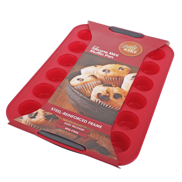 DAILY BAKE SILICONE 24 CUP MINI MUFFIN PAN RED