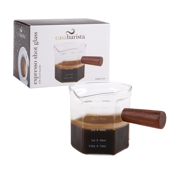 CASABARISTA ESPRESSO SHOT GLASS W/ WOOD HANDLE 120ML/4OZ