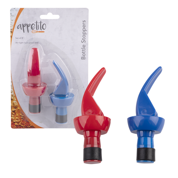 APPETITO BOTTLE STOPPERS SET 2 RED/BLUE