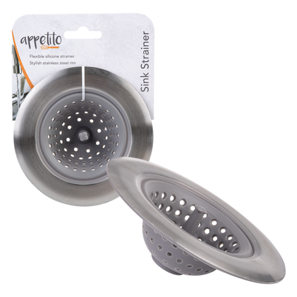 APPETITO STAINLESS STEEL & SILICONE SINK STRAINER GREY