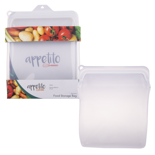 Appetito silicone extra large food storage bag 1960ml white