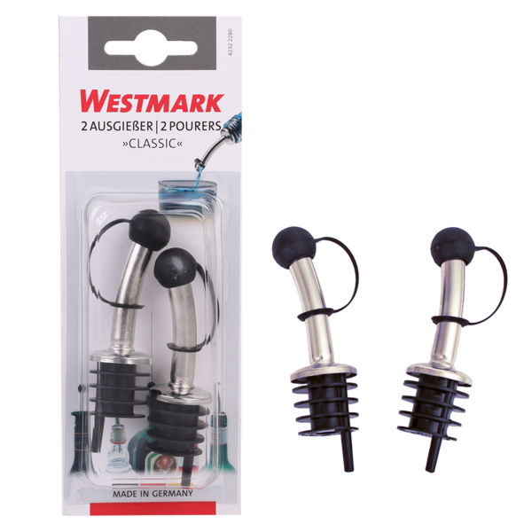 2 Bouchons Verseurs Métaltex - Acier Inoxydable - Pour Bouteilles Huile/Vinaigre - Argent