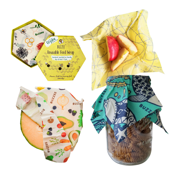 BUZZEE ORGANIC BEESWAX WRAPS PACK 4