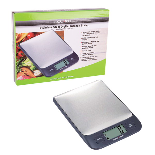 ACURITE STAINLESS STEEL DIGITAL KITCHEN SCALE 1G/5KG