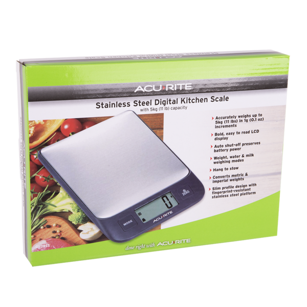ACURITE STAINLESS STEEL DIGITAL KITCHEN SCALE 1G/5KG