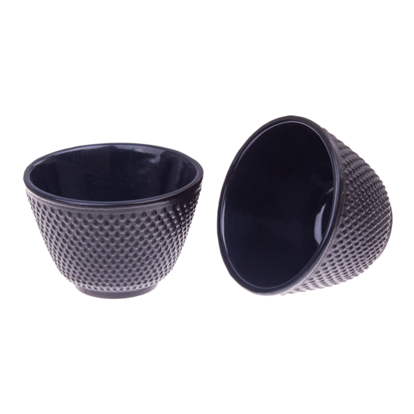 TEAOLOGY CAST IRON TEA CUP 120ML SET 2 FINE HOBNAIL BLACK
