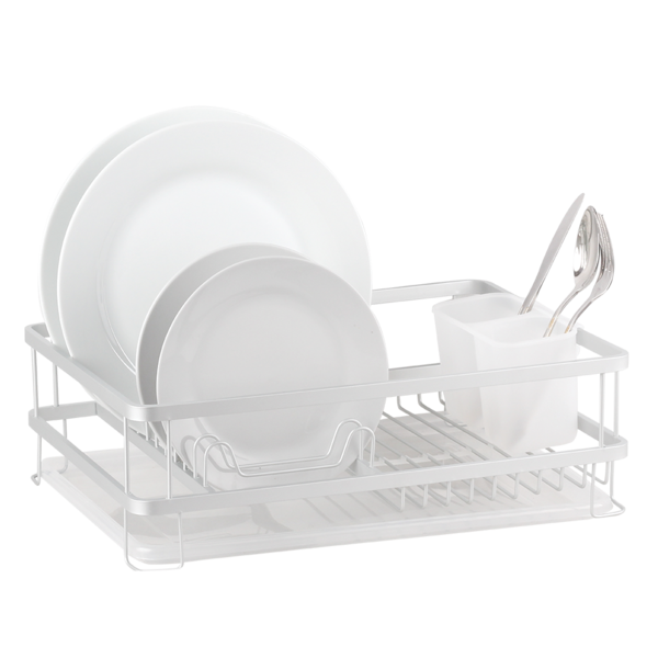 D.LINE ALUMINIUM DISH RACK W/ DRAINING BOARD WHITE