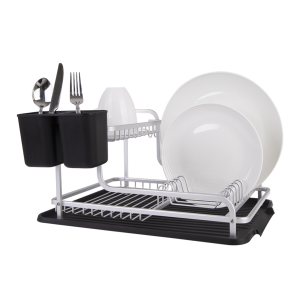 D.LINE ALUMINIUM 2TIER DISH RACK W/ DRAINING BOARD