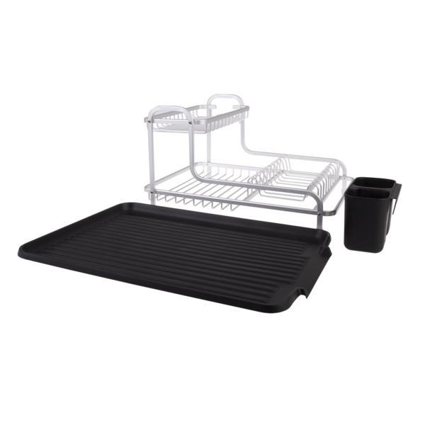 D.LINE ALUMINIUM 2TIER DISH RACK W/ DRAINING BOARD