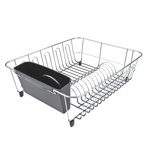 D.LINE LARGE DISH DRAINER CHROME/PVC W/ CADDY CHARCOAL