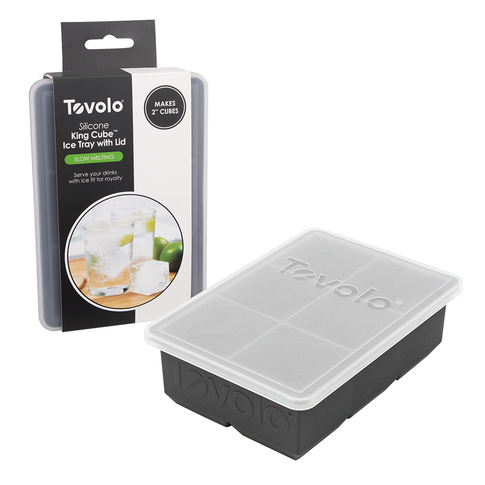 Tovolo Elements XL Ice Cube Tray, Set Of 2 Silicone Ice Trays, Extra-Large Ice Cubes For Whiskey, Bourbon, Cocktails & More, BPA-Free & Dishwasher-Safe, Blueberry