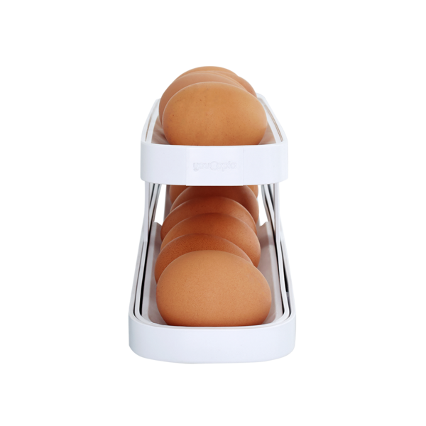 Rolling Egg Storage YouCopia RollDown Egg Dispenser - Double Track Refrigerator Egg Organizer For 24+ Eggs Egg Holder