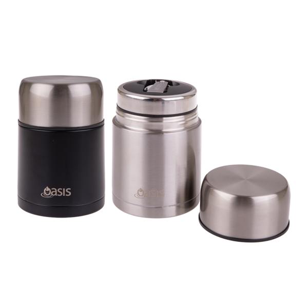 OASIS STAINLESS STEEL VACUUM INSULATED FOOD FLASK W/ SPOON 800ML