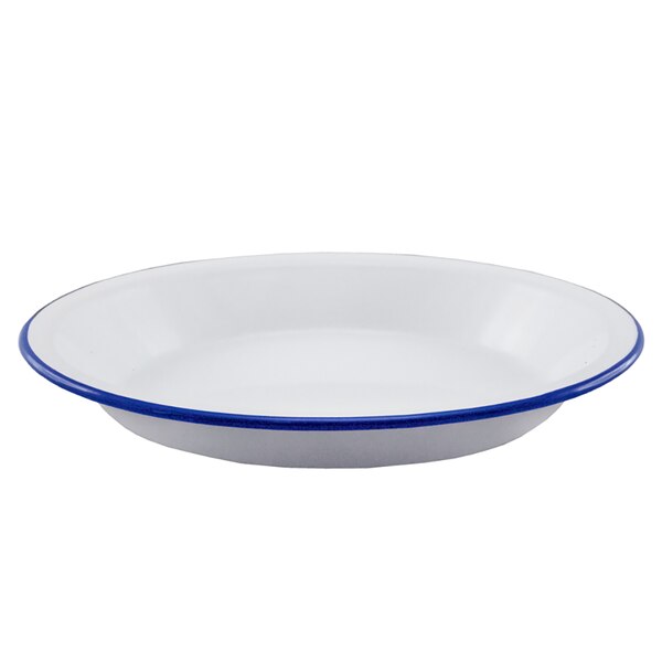 FALCON ROUND PIE PLATE 25CM DIA. - WHITE/BLUE RIM